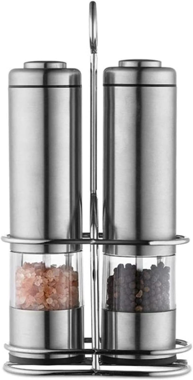 Pepper Mill Pepper Grinder Salt Mill Electric Salt and Pepper Mill Grinder Set,Ceramic Grinders with Lights and Adjustable Coarseness Set of 2 Salt and Pepper Grinder Bottle