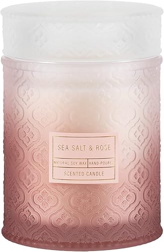 Vela perfumada de sal marina y rosa para el día de San Valentín vela en tarro grande para el hogar vela de regalo de 19 onzas para mujeres y hombres