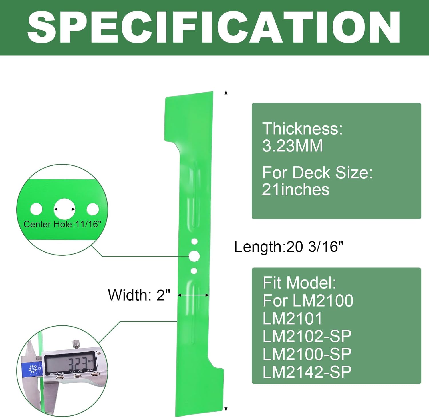 Ketofa AB2101 High-Lift Lawn Mower Blade for EGO 56V 21-Inch Models LM2100, LM2101, LM2102-SP, LM2100-SP, LM2142-SP - 1 Pack