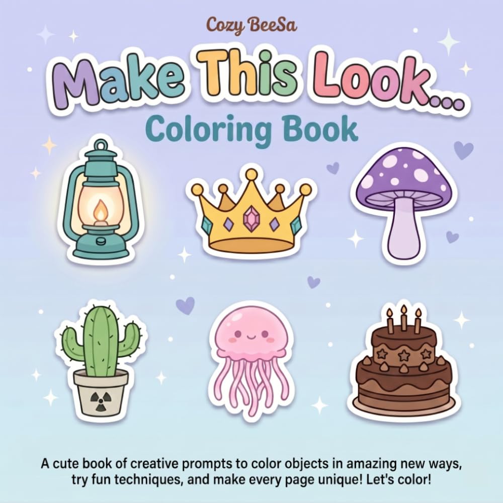 Make This Look Coloring Book for Adults & Teens: Creative Prompts for Fun and Relaxation, Color Bold and Easy Objects in Different Patterns, Styles, and Aesthetics