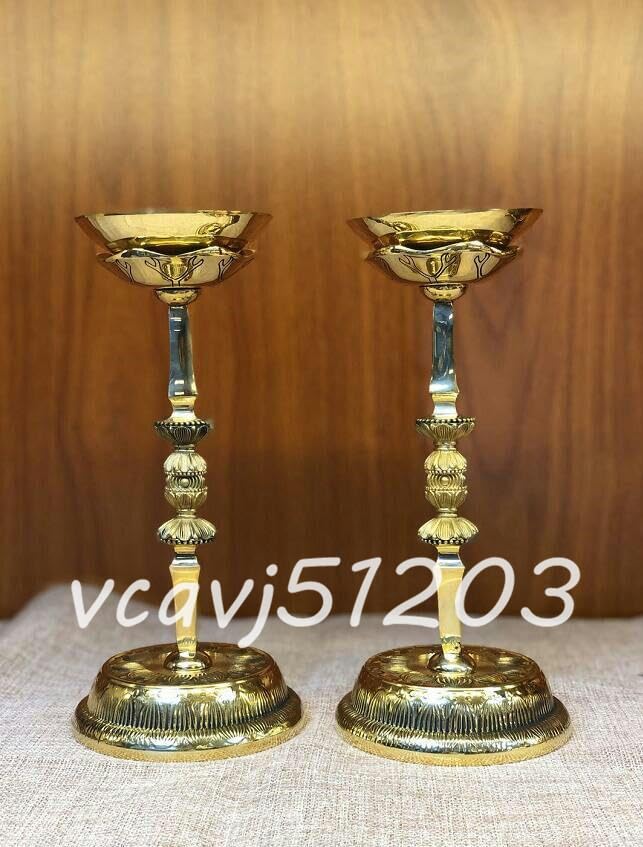 密教法具 燭台 小売 真鍮製 1対 高さ 21cm Amazon｜密教法具 寺院用