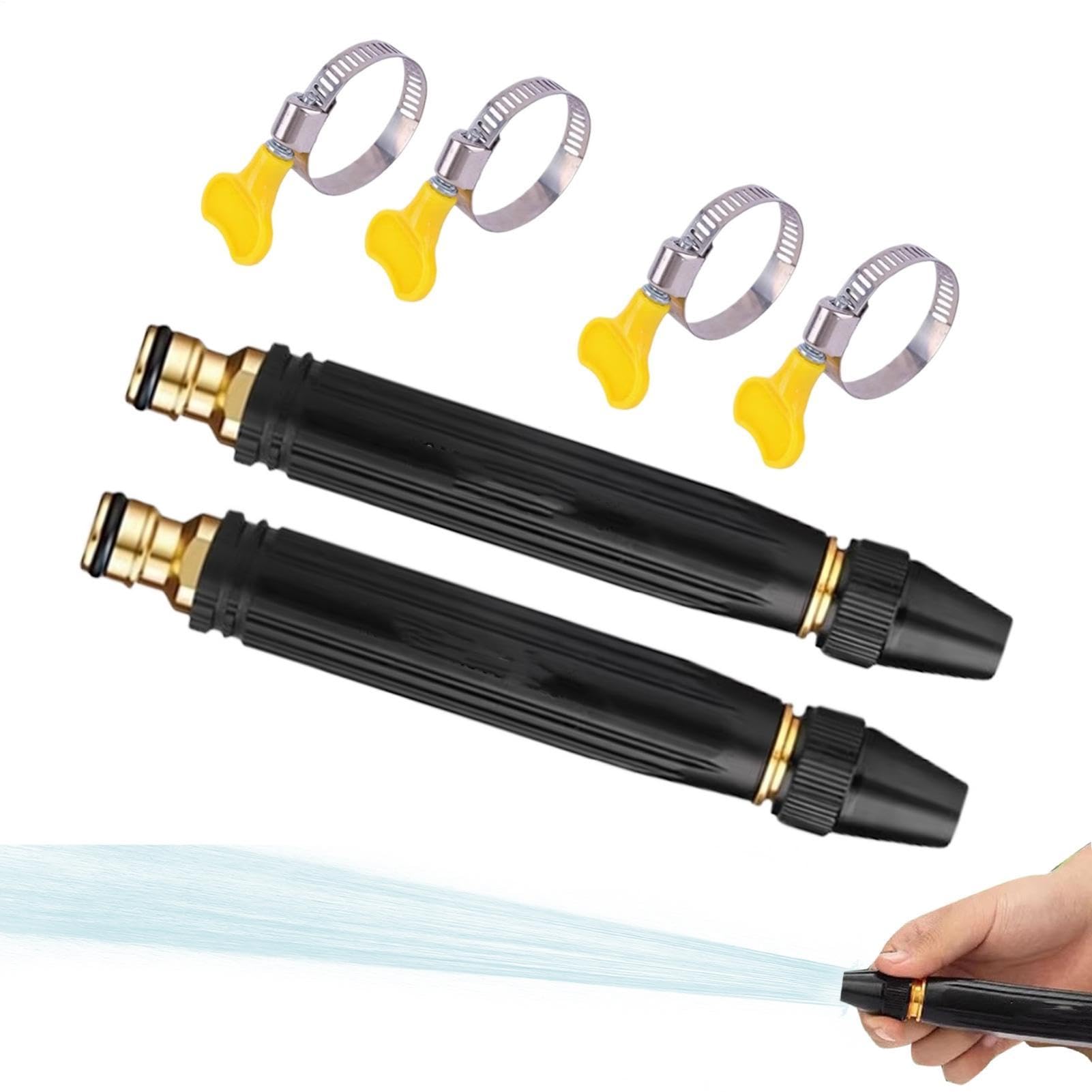 2Pcs Home High-Pressure Car Wash Water Guns with Booster Nozzle, Water Hose Nozzle, Hose Pipe Spray Guns Nozzles, 360° Rotating, 3 Adjustable Patterns, Car Washing, Dust Removal, Plant Watering