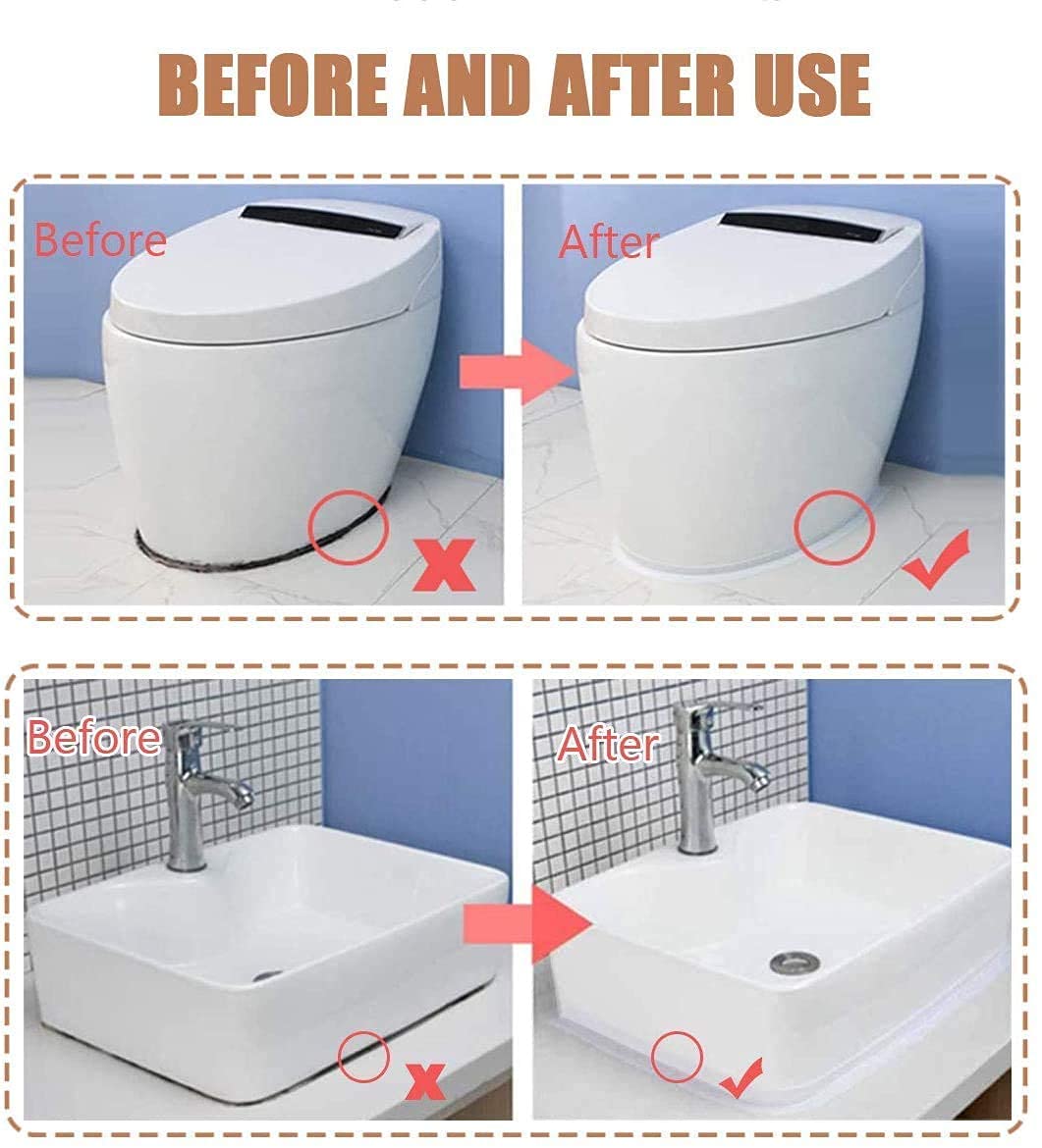 Cheet enterprise Waterproof Tape Mold Proof Edge Trim Tape Kitchen and Waterproof Anti-mildew Tape Kitchen Joint Sealing Strip Bathroom Toilet Cubicle Adhesive Wall Seal Ring Tape (1Pcs) 2