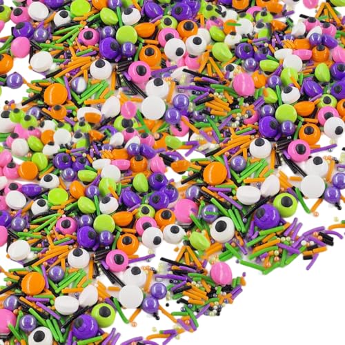 Ojos Cake Cupcake Topper,Decoración para Tartas de Halloween,Decoraciones Azúcar Ojos,Multicolor Halloween Sprinkles,Decoración de Galletas,Magdalenas,Tartaletas