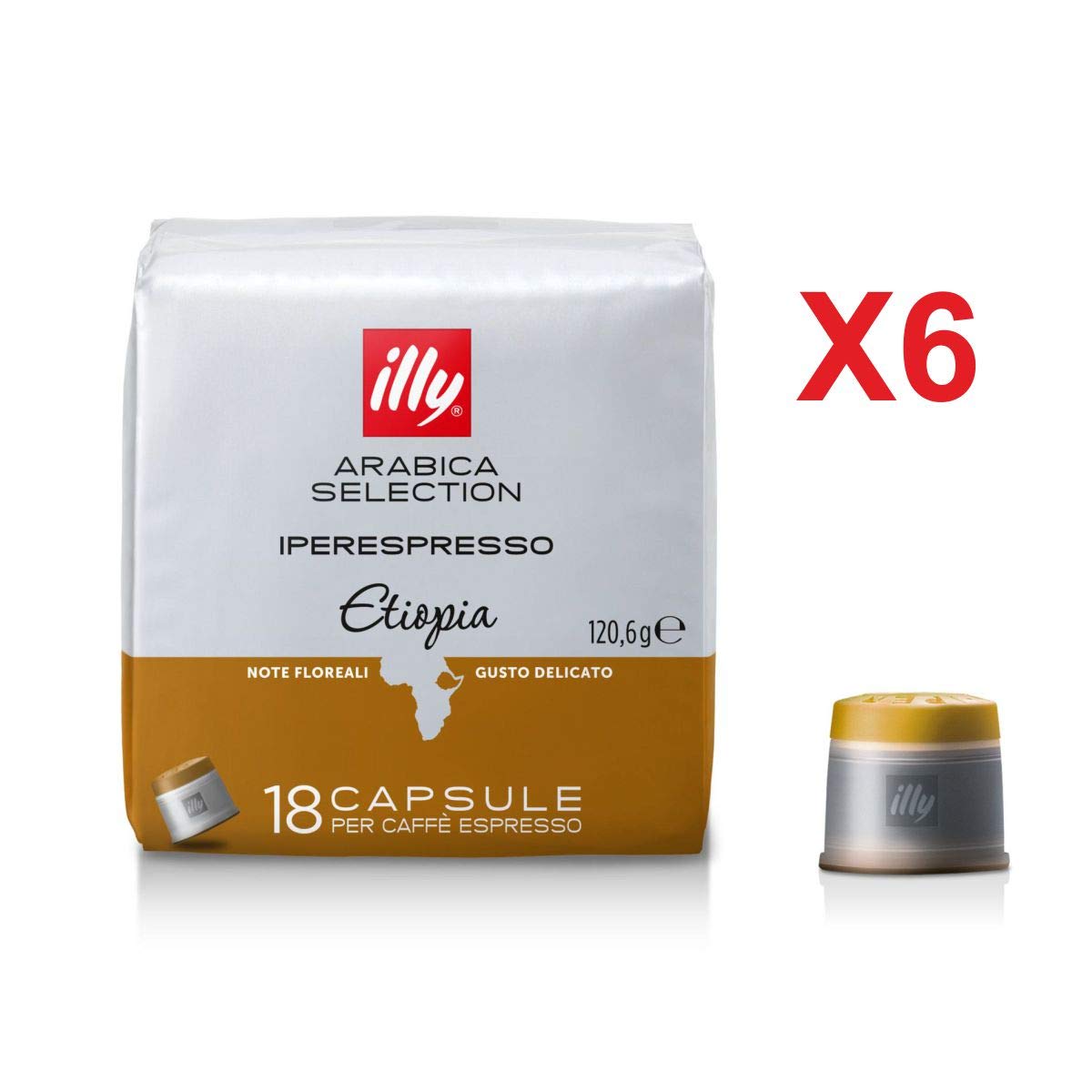 Illy 6 Paquetes de 18 Cápsulas de Arabica Selection Ethiopia