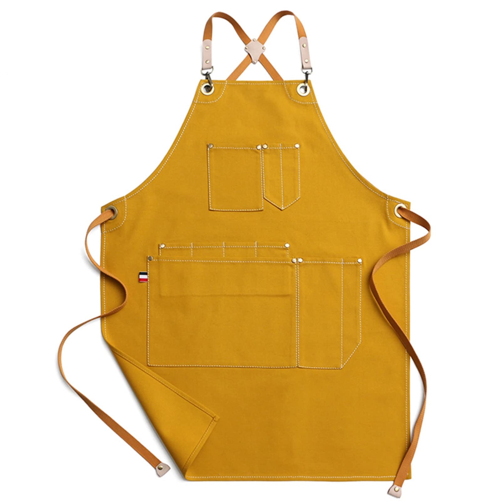 fayengan Grembiule da Lavoro per Carpentieri, in Tela Cerata, Unisex, Resistente, Impermeabile, Adatto per Cucina, Giardino, Ceramica, Artigianato, Garage (Color : Yellow, Size : XL)
