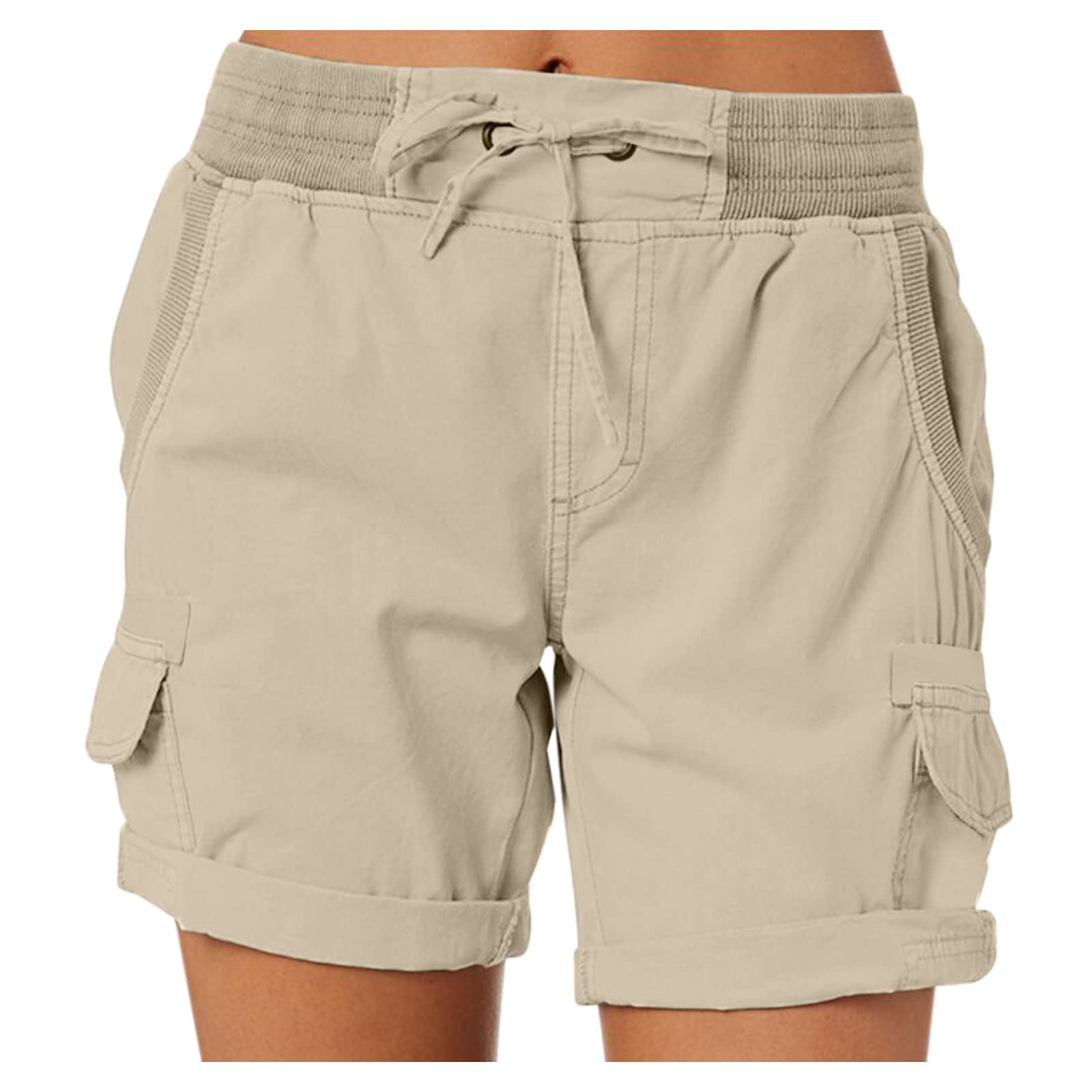 riou Pantalones Cortos Mujer Verano 2022 Cintura Alta con Estampado Pantalones de Playa Señoras Elegant Suelto y Cómodo Pantalones con Cordón y Bolsillos para Correr Yoga Dormido