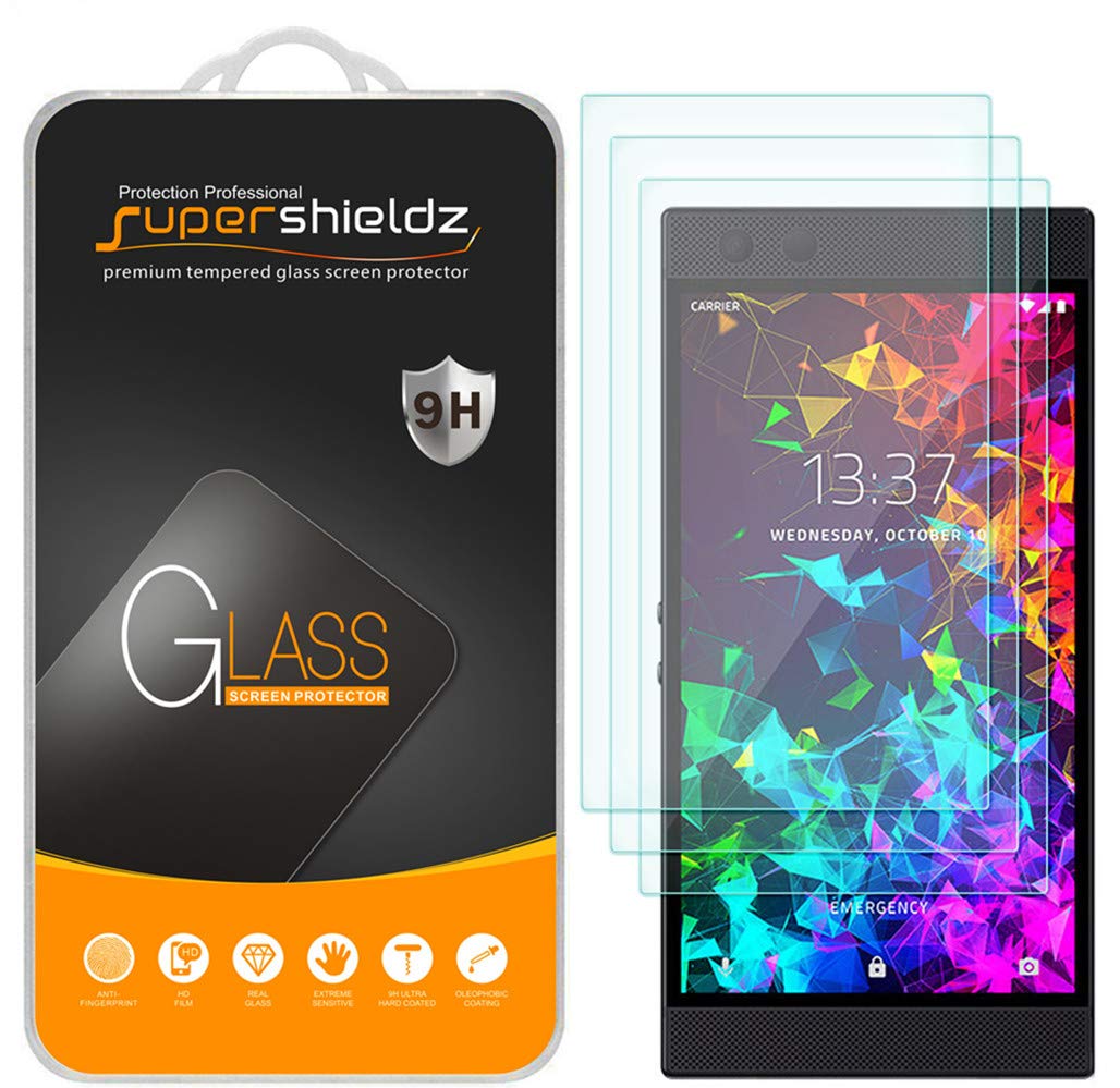 Supershieldz (3 Pack) Designed for (Razer Phone 2) Tempered Glass Screen Protector, Anti Scratch, Bubble Free
