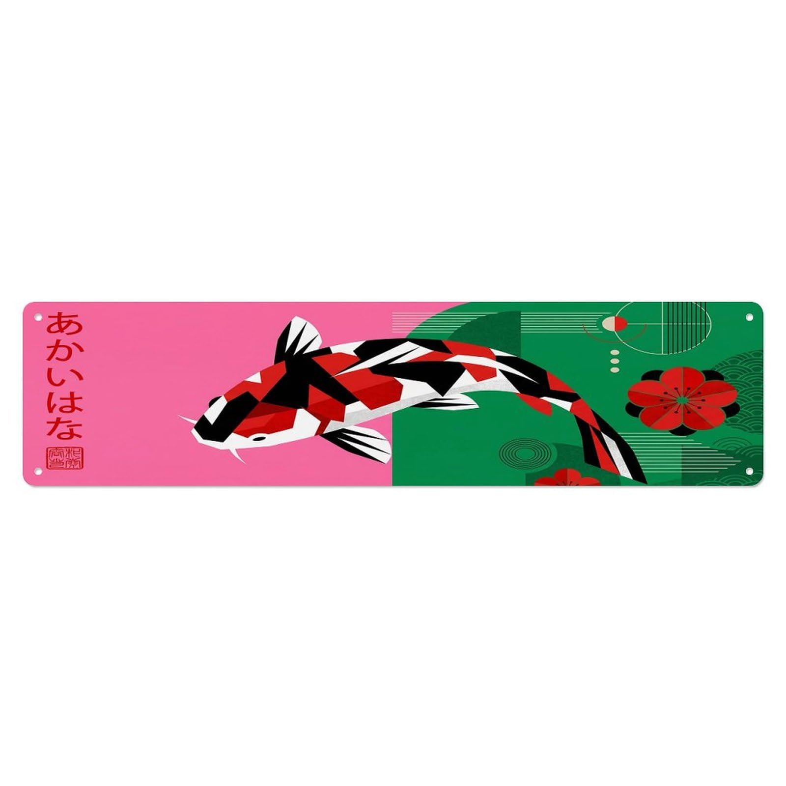 Olhnbad 4X16inch(10X40cm) Vintage Koi Fish Japanese Prosperity Artwork Metal Tin Sign