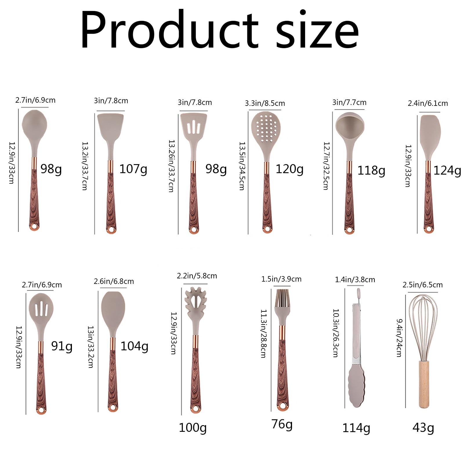 Küchenhelfer Set, 12 Stück Silikon Kochutensilien Kochbesteck Set, Hitzebeständiger Kochgeschirr mit Aufbewahrungseimer,Antihaft Kochset Küchenutensilien mit Holzgriff, Tongs, Whisk, Spatula