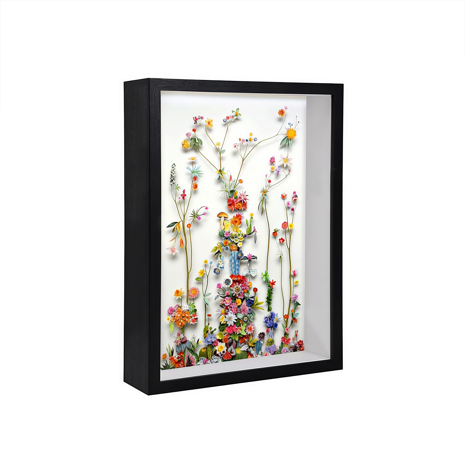 3D Shadow Box Frame, 15.2 x 20.3 cm Deep Box Frame for Objects up to 3cm, Picture Frame Wooden Deep Box, Picture Frame for Filling for Objects Photos Artworks Memories Flowers Crafts Black