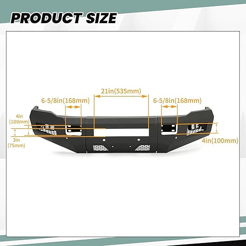 Miniatura 4 de HECASA Parachoques delantero compatible con Dodge Ram 2500 2010-2018 3500 W18 W, luces LED, diseño de malla, mantiene los ganchos de remolque de