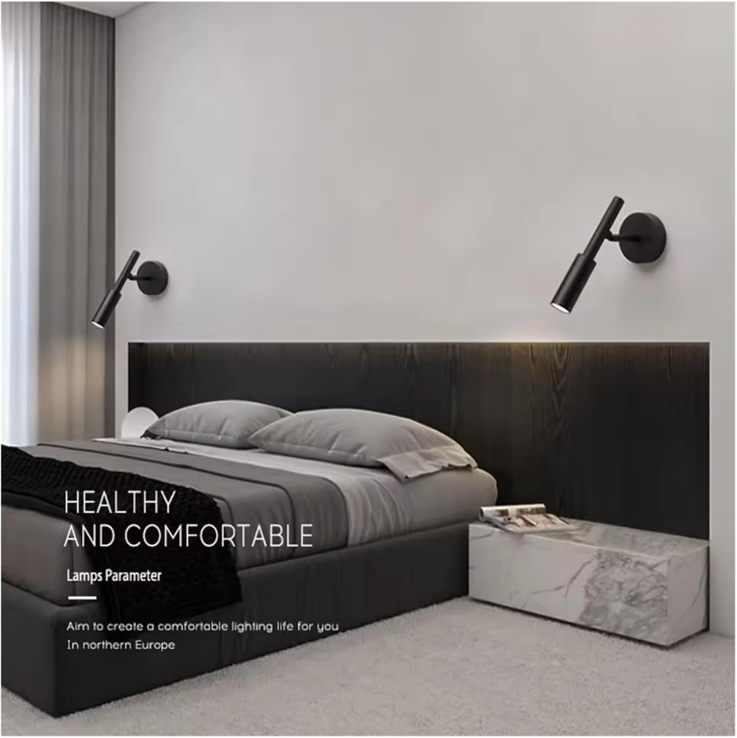 Adjustable LED Wall Lamp - Minimalist Reading Light for Bedroom & Hotel - Rotatable Spotlight for Nighttime Book Reading - Modern Design