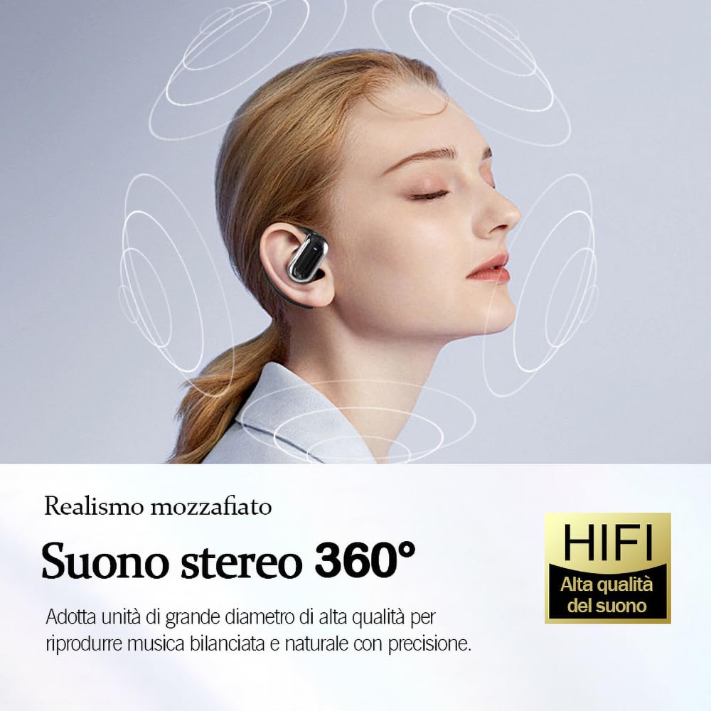 SLuB Cuffie wireless a conduzione aerea | Bluetooth 5.4 | Chiamate nitide | Mono/stereo | Accoppiamento automatico | Custodia ad alta capacità | Ideali per sport, pendolarismo, gaming(beige)
