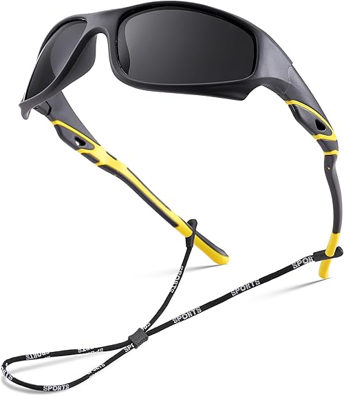 NULOOQ Kids Baseball Polarized Sunglasses – Unbreakable Flexible Youth Sports Sunglasses for Boys Girls Age 4-12