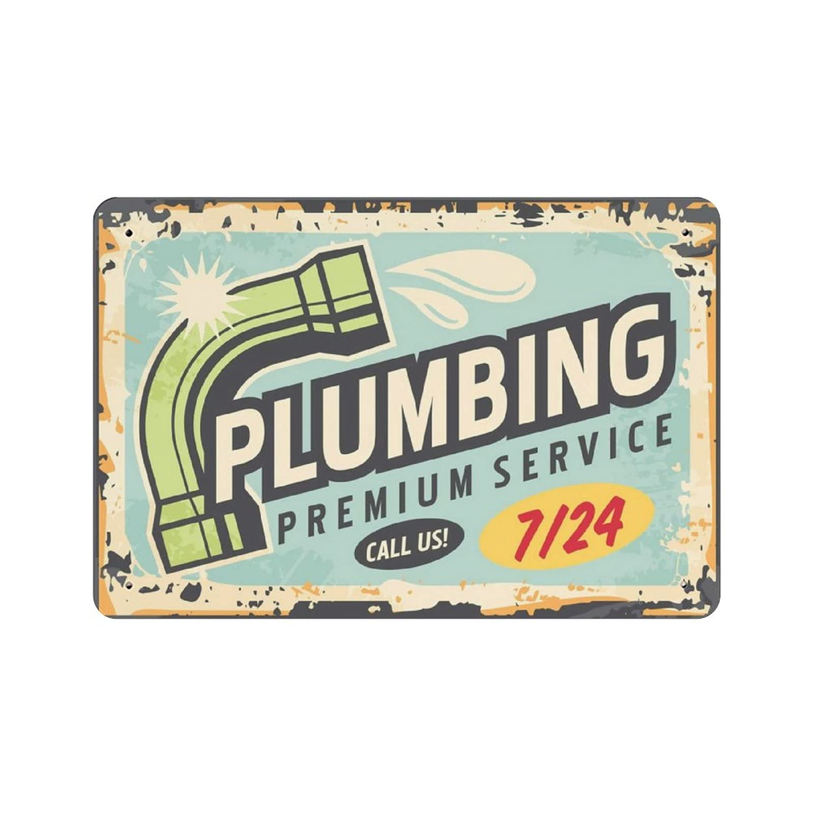 Metal Tin Sign Plumbing Service Vintage Tin Poster Metal Sign Wall Decoration Country Kitchen Home Garage Decor 8"x12"