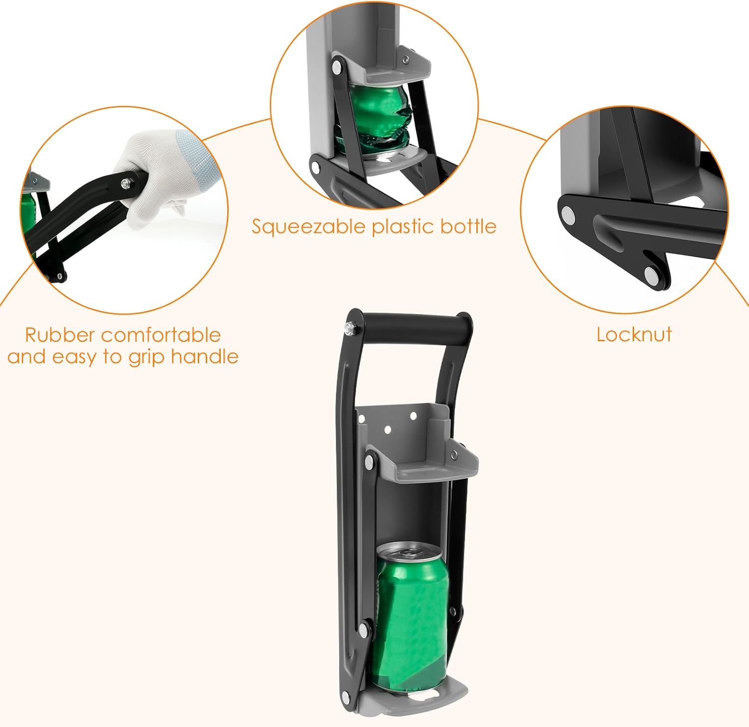 Can Crusher Wall-Mounted, Metal Can Crusher Wall Mounted Can Crusher with Bottle Opener Ergonomic Aluminum Can Crusher Tool Fashion Soda Can Smasher Beer Can Crusher for 16OZ Cans