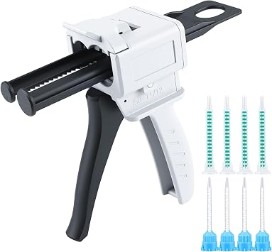 50ml AB Two-Component Epoxy Dispensing Gun Kit, 11/21 Ratio Epoxy Glue Dispenser Gun For Double Cartridges, Equipped With 8Pcs Mixing Nozzles
