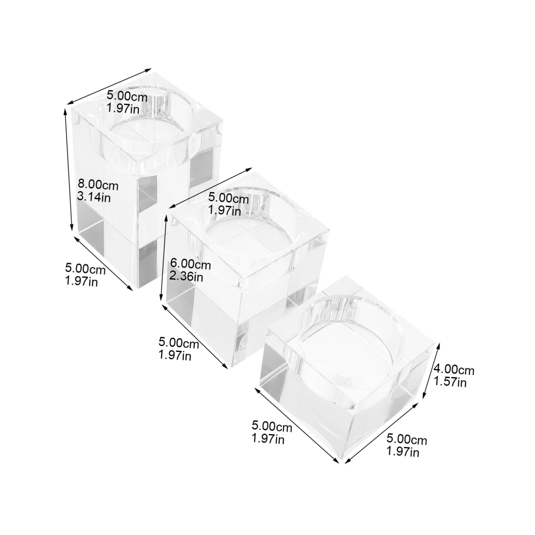 Portavelas de Té de Cristal 3 Piezas para Mesa y Bodas