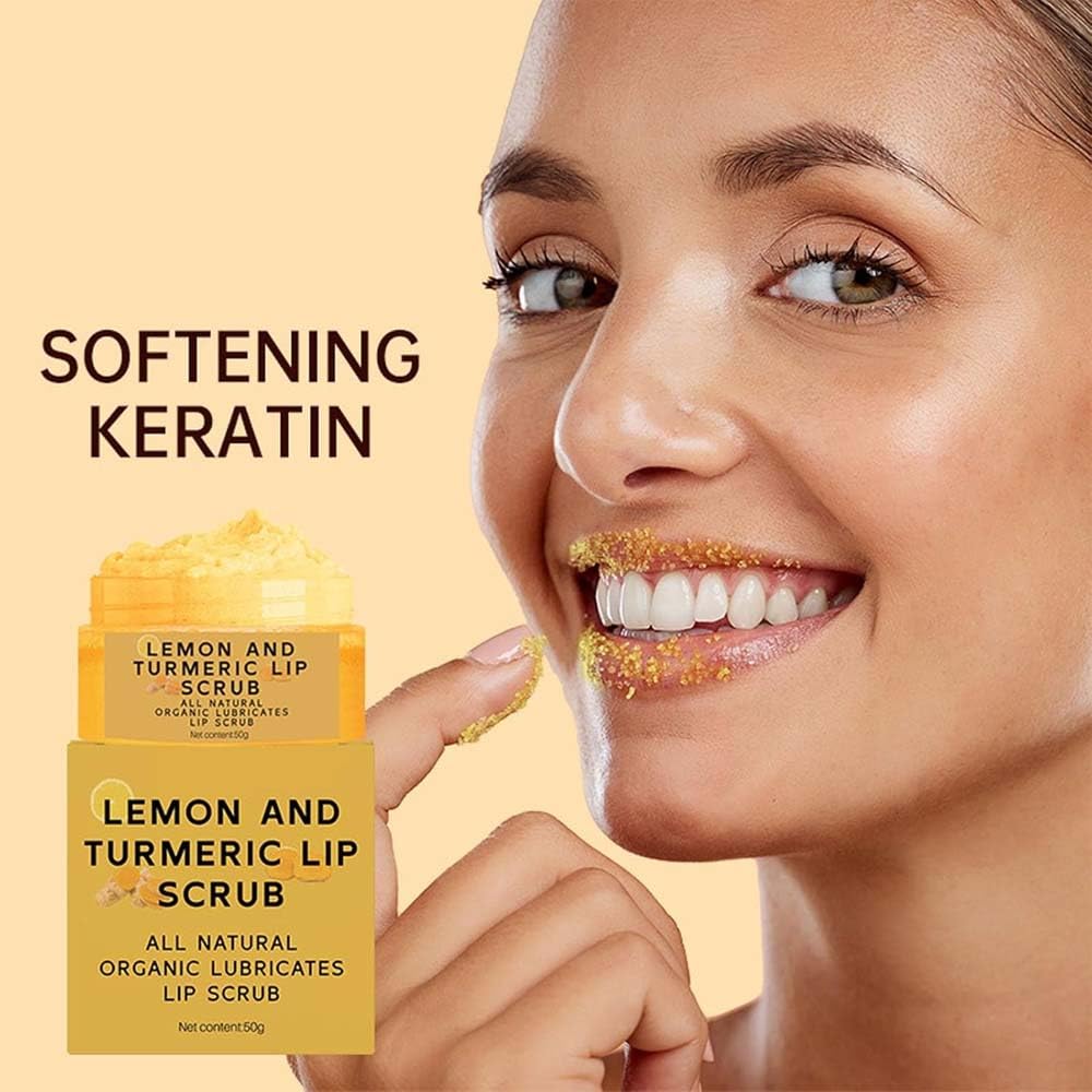 Exfoliante Labial Natural De CúRcuma Y LimóN Para Labios Oscuros,Exfoliante Labial Con Aloe Vera,Exfoliante Labial Aclarante,Para Labios Agrietados Y Secos