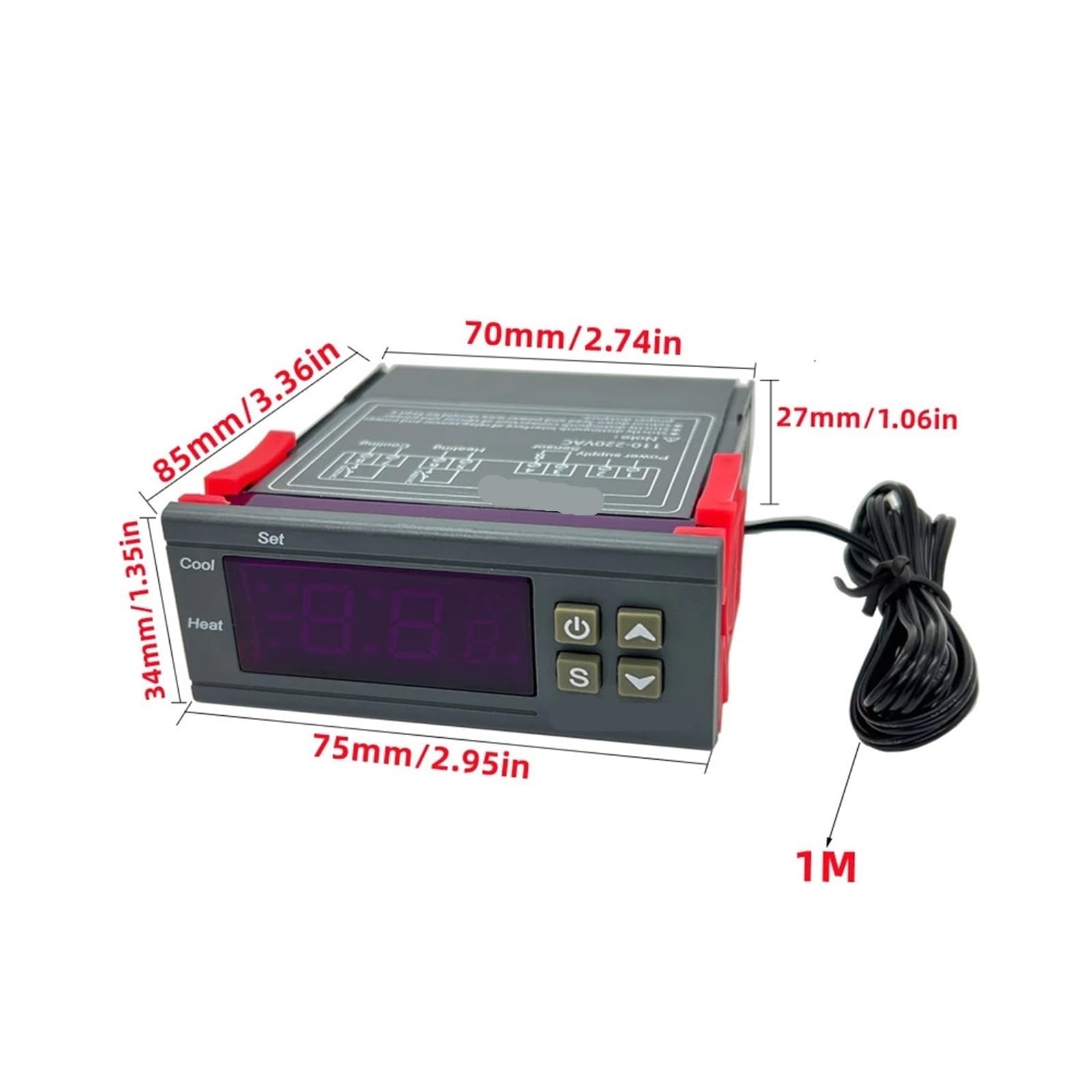 Cyfrowy regulator temperatury Termoregulator Termoregulator Inkubator Przekaźnik LED 10A Ogrzewanie Chłodzenie 12V 24V 220V (AC 110V-220V)
