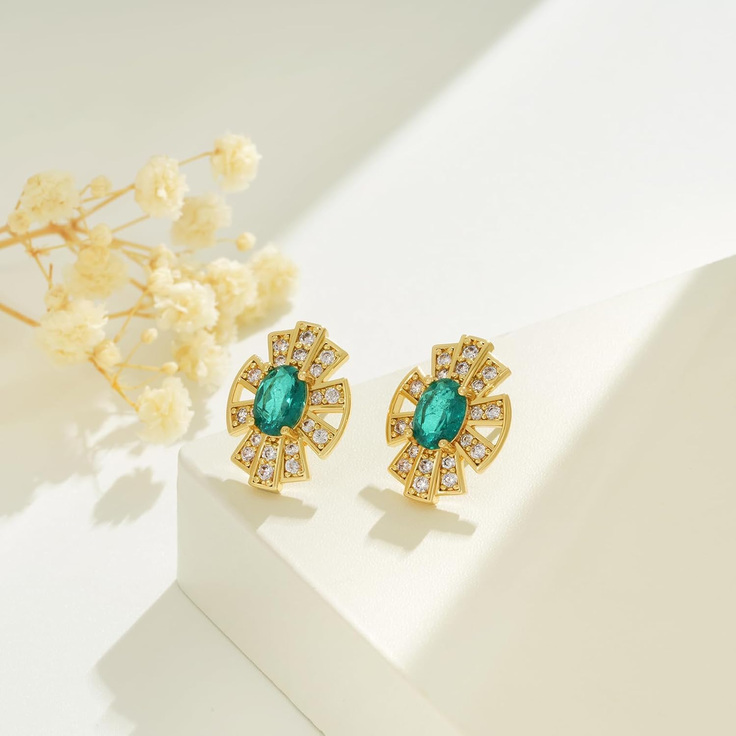 BENEIGE Gold Stud Earrings for Women 14K Gold Plated Stud Earrings for Women Hypoallergenic Minimalist Jewelry for Women - Image 4