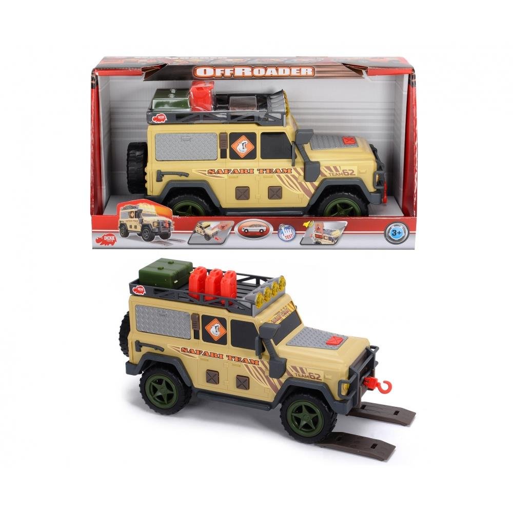 Dickie Toys Safari Team Toy Jeep | detailed Offroader with Winch, Lights, Sounds & Fun Accessories | for Ages 3+