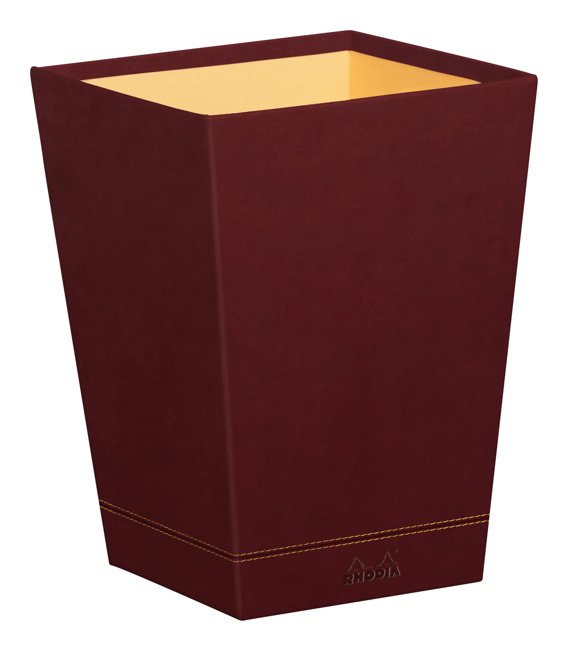 RHODIA 194619C - Wine Bin - 24x24x32 cm - Orange Saddle Stitching - Faux Leather Exterior - Home Office Collection Rhodiarama - Office Organization & Designer Storage