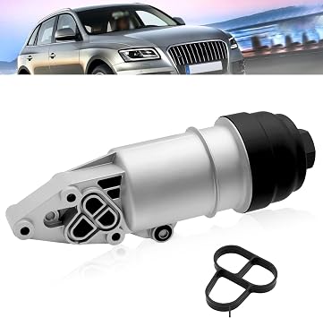 Upgraded Aluminum Oil Filter Housing Compatible with Audi A4 2005-2008 A5 2008-2014 A6 A7 A8 Quattro Q5 Q7 2010-2015 RS5 S4 S5 SQ5 Replaces# 06E115405A, 06E115405C, 06E115405K