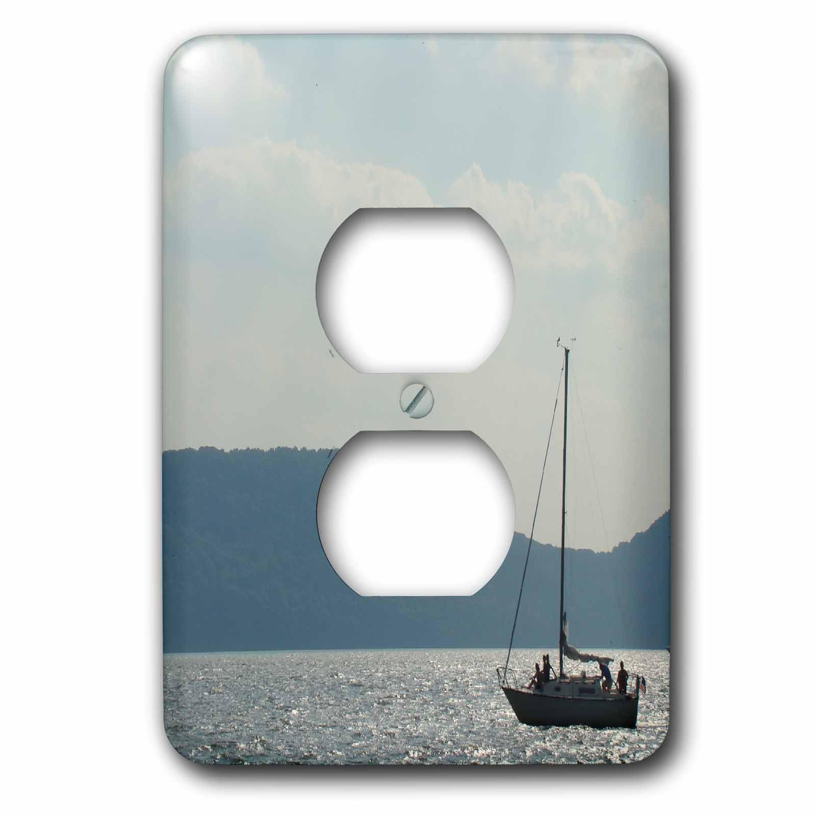 Voilier Hudson River 2 cache-prise mural pour salon et chambre 3dRose