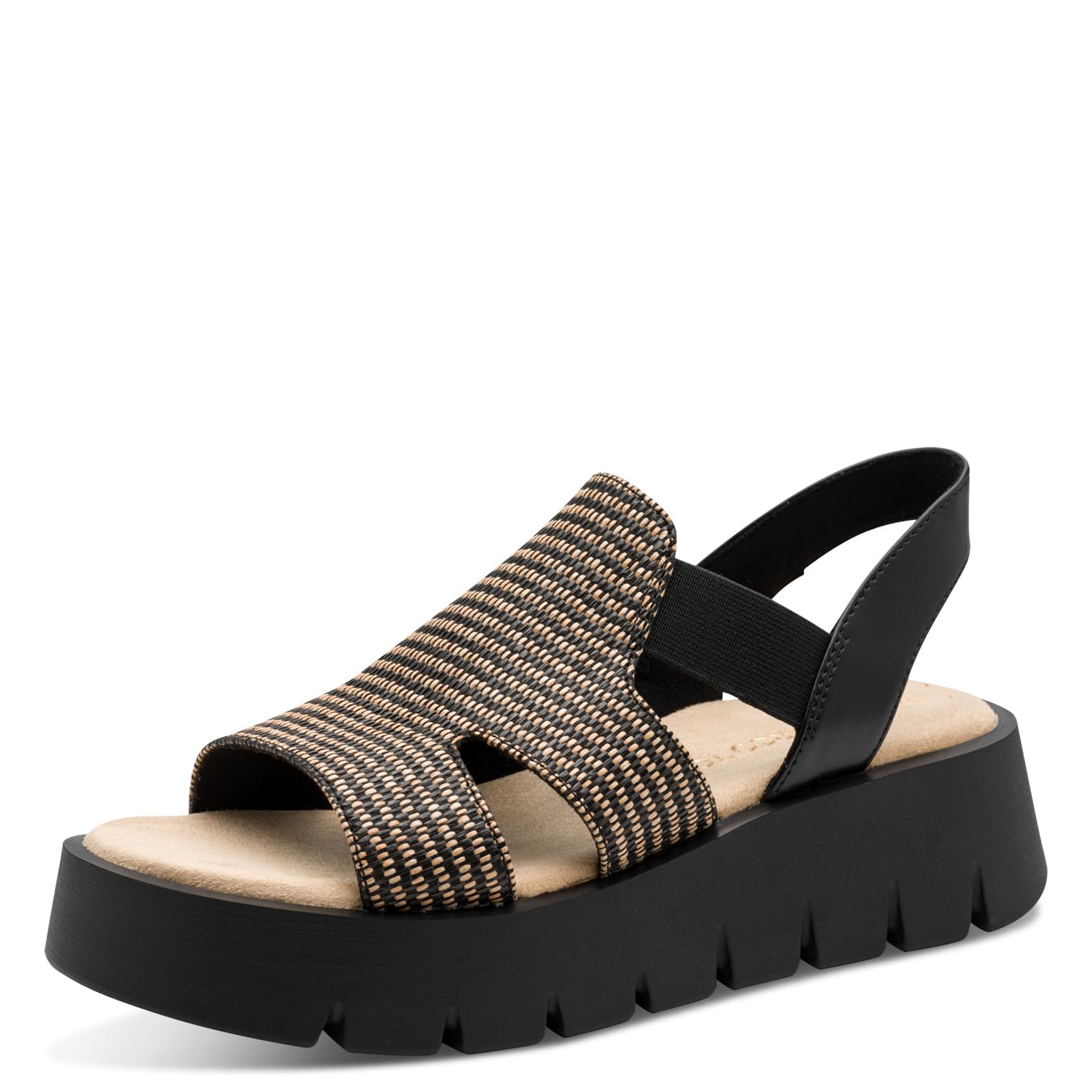 MARCO TOZZI women's sandal soft Feel Me footbed soft lining platform, black (BLACK COMB), 8.5 UK