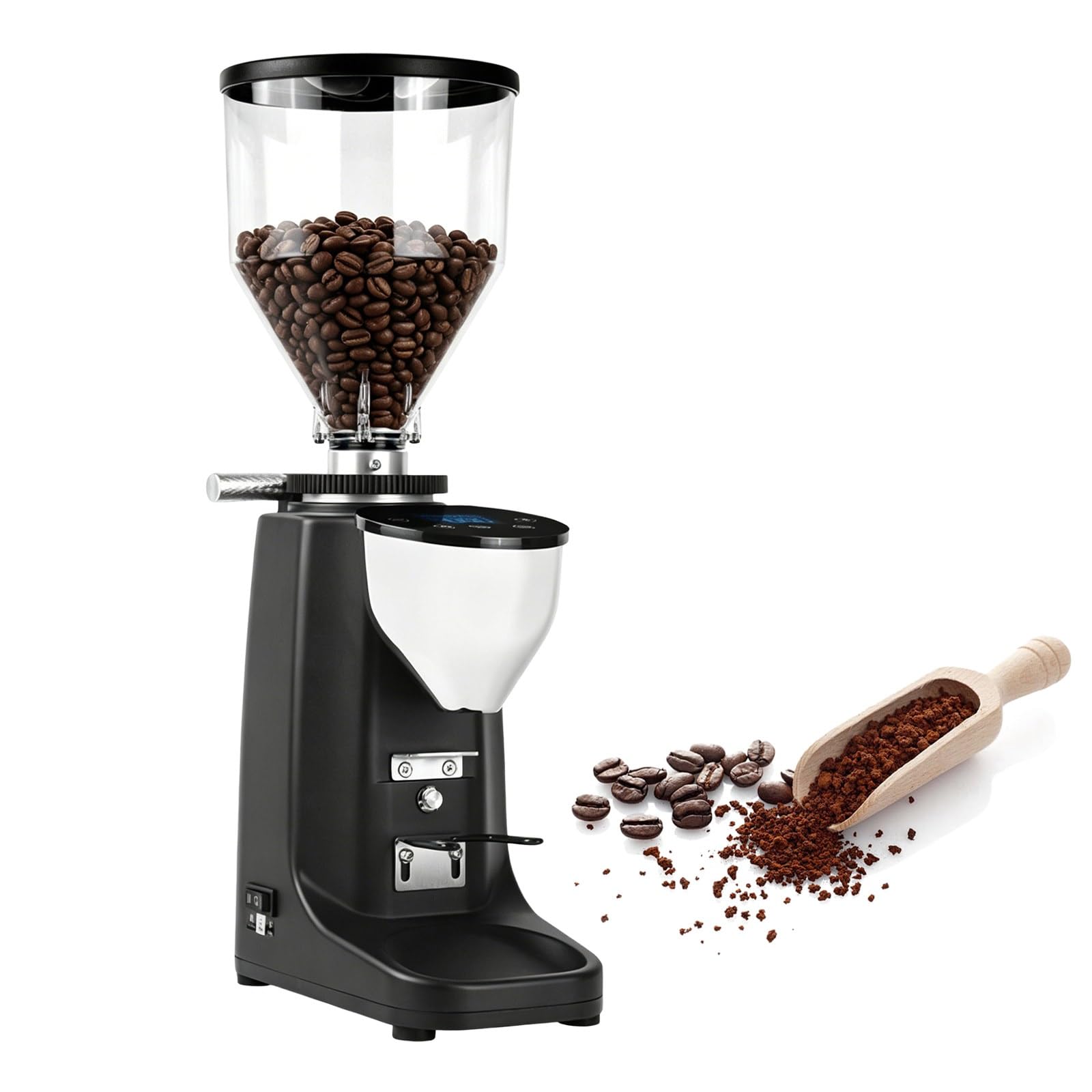 Młynek Do Kawy Z Płaskimi żarnami, Młynek Do Espresso Z Precyzyjną Regulacją, Automatyczne Dozowanie, Cicha Praca I Pojemnik 500 G(Black)