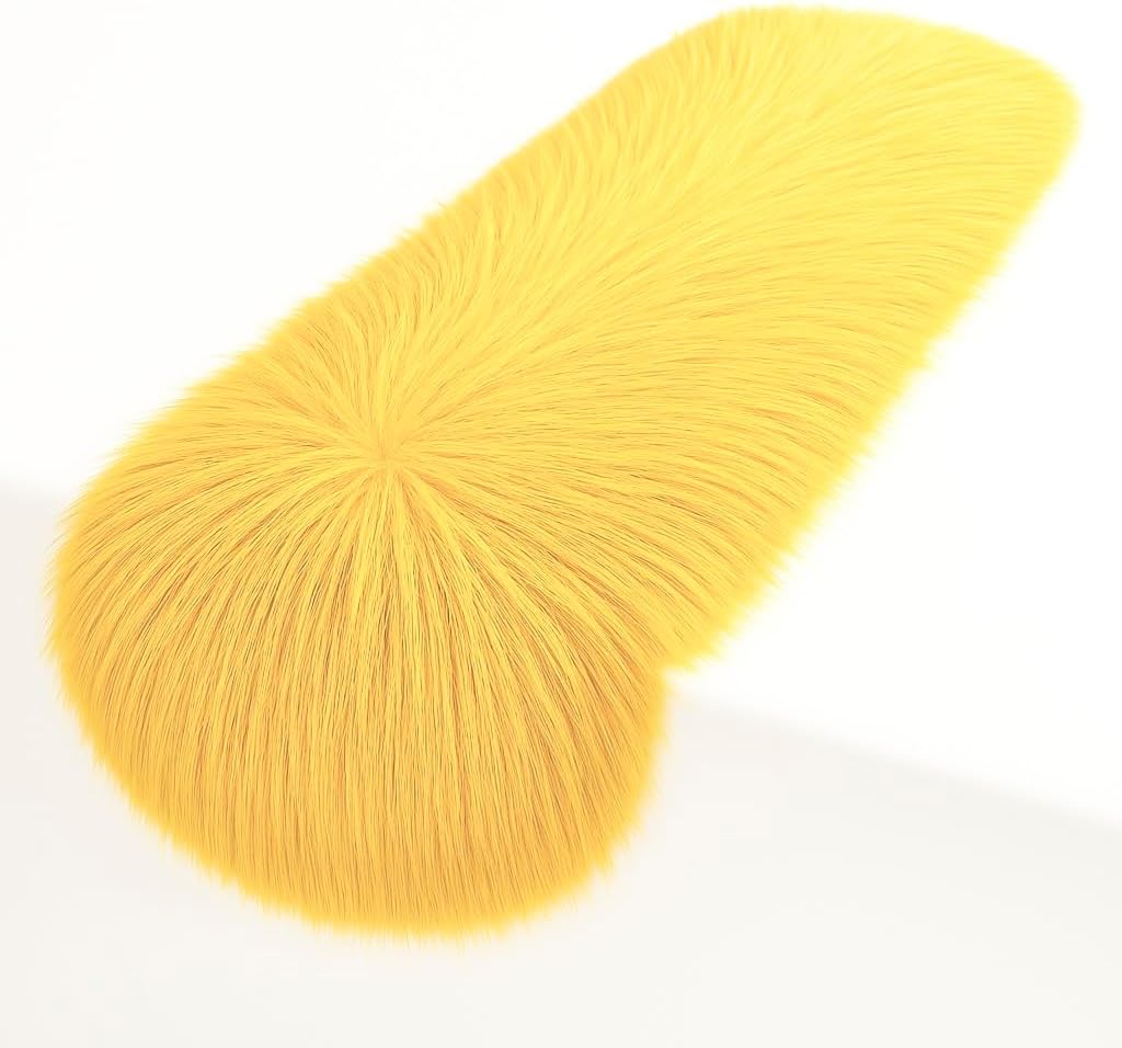 FabricLA Golden Yellow Table Runner | Faux Fur Table Runners | 14 X 90-Inch Long Fluffy Snow Christmas & Holiday Decor | Dining Table Runner