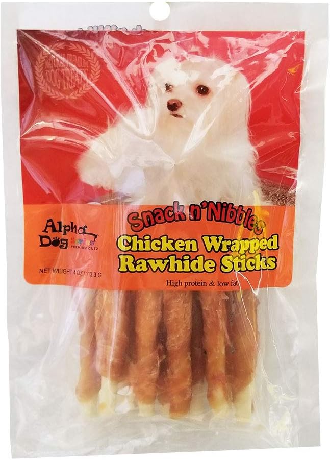 Alpha Dog Series Chicken Wrapped Rawhide Sticks, 4 Oz