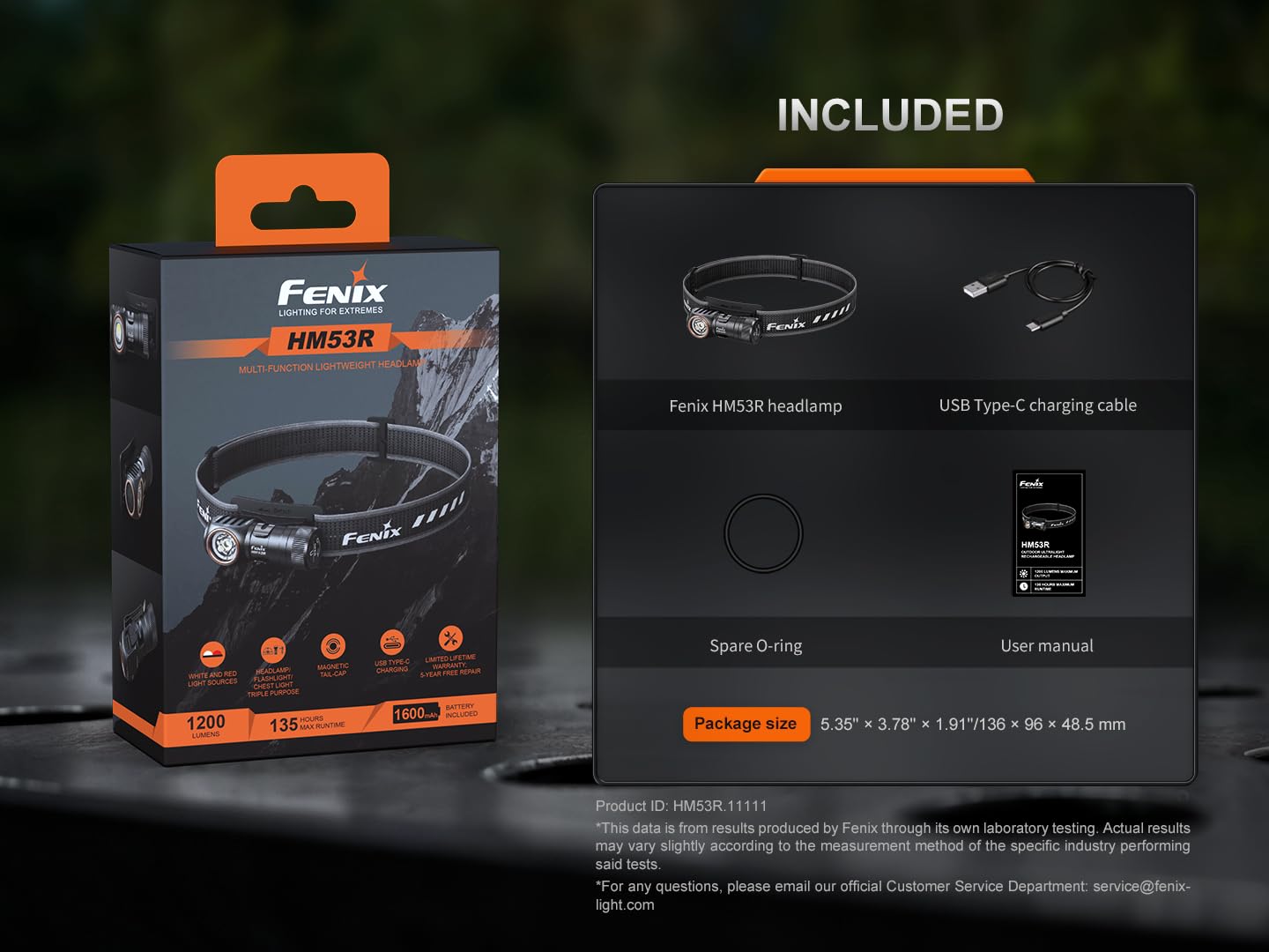 Fenix HM53R Stirnlampe LED Aufladbar, 1200Lumen,USB-C Wiederaufladbar, 158M
