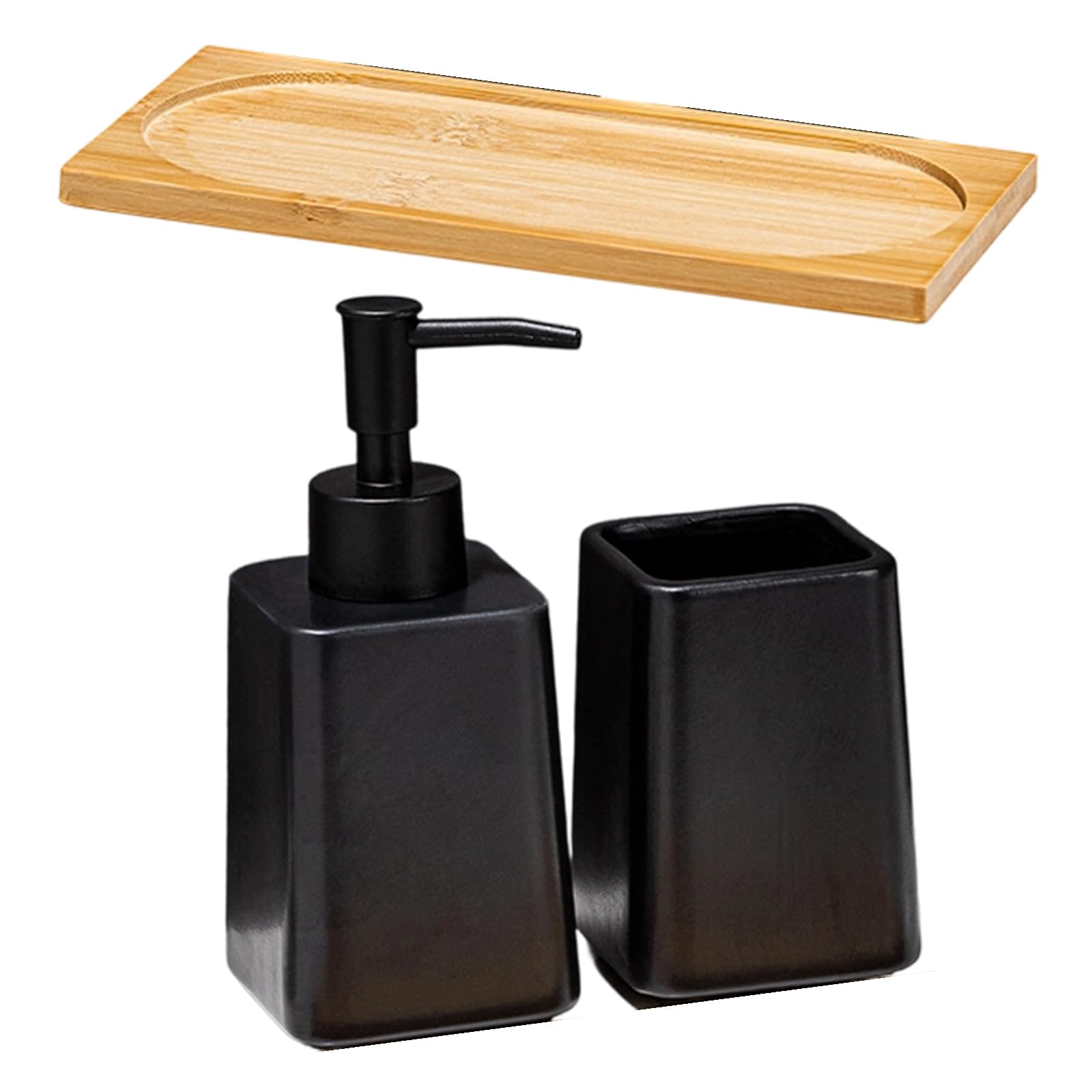 Juego de dispensador de jabón de cerámica para eliminar el desorden de cepillos en el lavabo