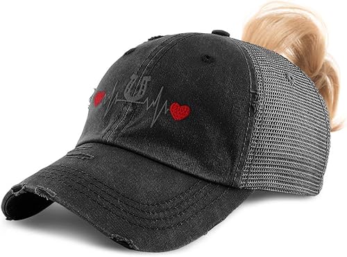 Miniatura 1 de Gorra de cola de caballo para mujer, diseño de herradura, bordado