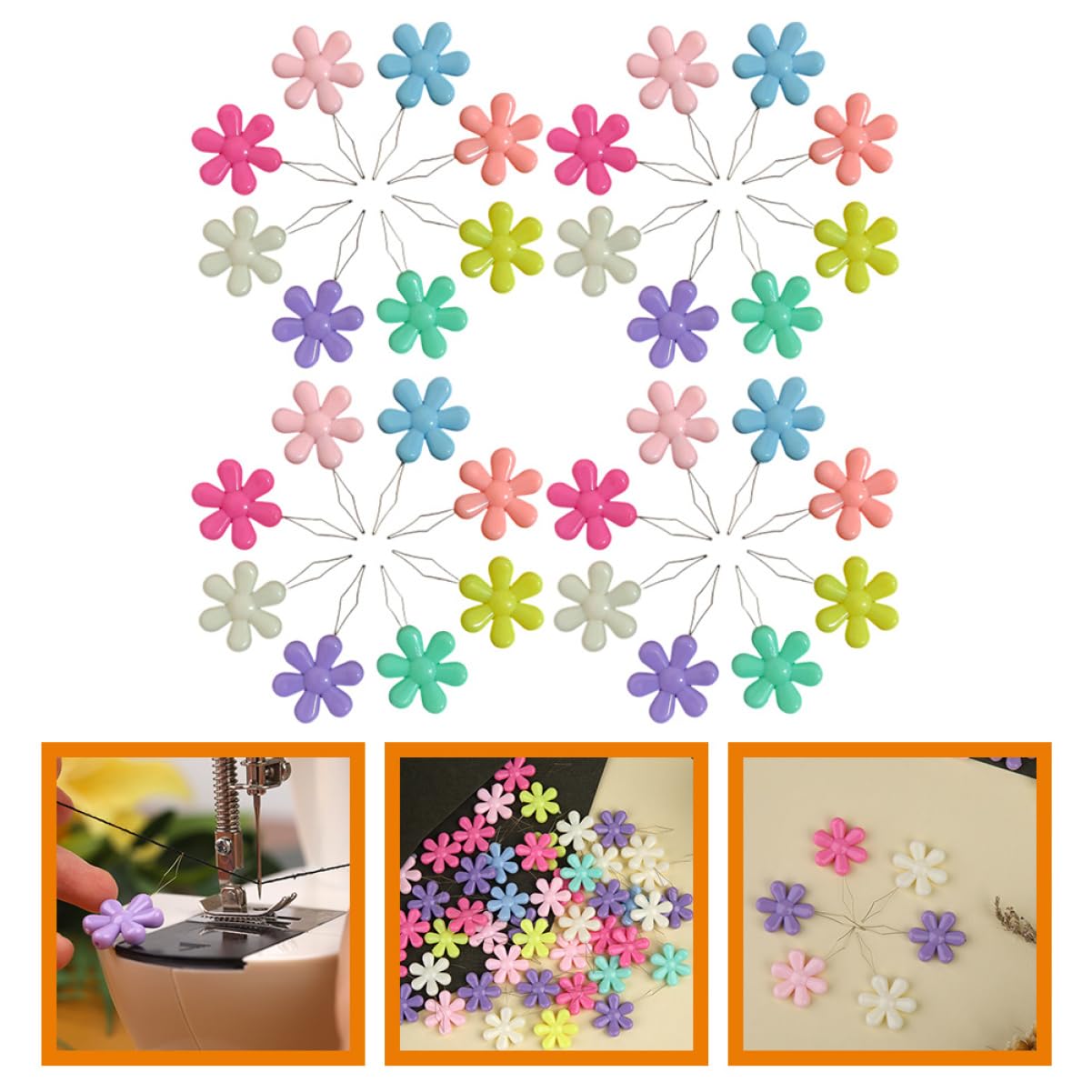 Uonlytech 5 Series Rostro De Flores Para Enhebrar Accesorios Y Suministros De Costura Enhebradores De Agujas De Coser A Mano Porta Agujas De Coser El Plastico 50 Piezas X 5