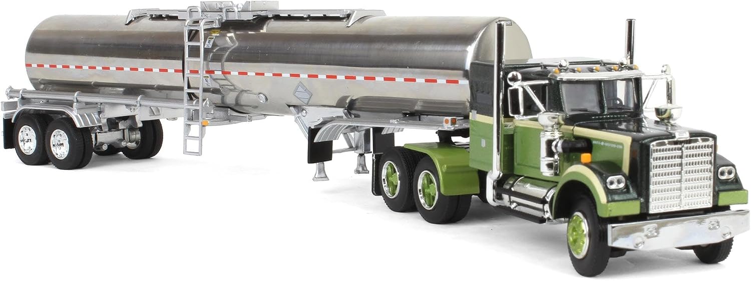 DCP 1/64 Dark Green/Olive White Western Star 4900 36in Sleeper with Brenner Chemical Tanker 60-1640