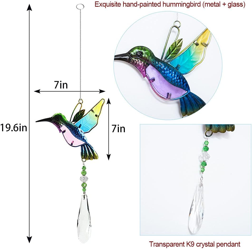 WEISIPU Crystal Suncatchers for Windows - Hummingbird Crystal Ball Prisms Hanging Crystals Ornament for Home Garden Office Wedding Christmas Decoration-Hummingbird : Patio, Lawn & Garden