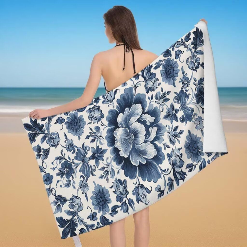 Toalla de Playa Grande 220x100cm/35x70cm, Juego de 2 Toalla Microfibra XXL de Antiarena, Toallas Playa Suave Ligera, Absorbente Secado Rápido, Beach Towel Viaje Yoga, Regalo Mujer Hombre (Beige) C-46