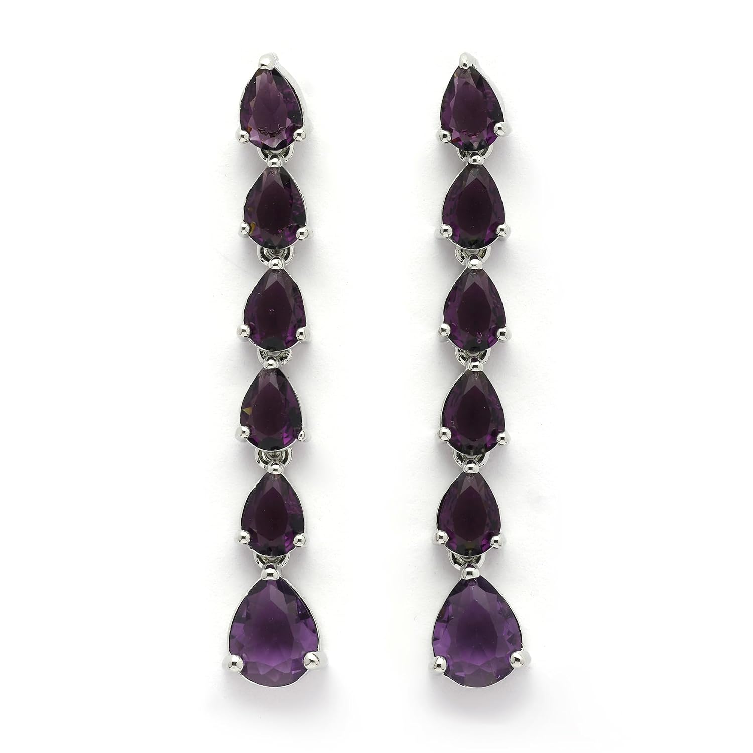 Zeneme Rhodium Plated Silver Toned Teardrop Shaped American Diamond Studded Linear Dangler Earrings For Women & Girls - Review, Price and Buying Guide