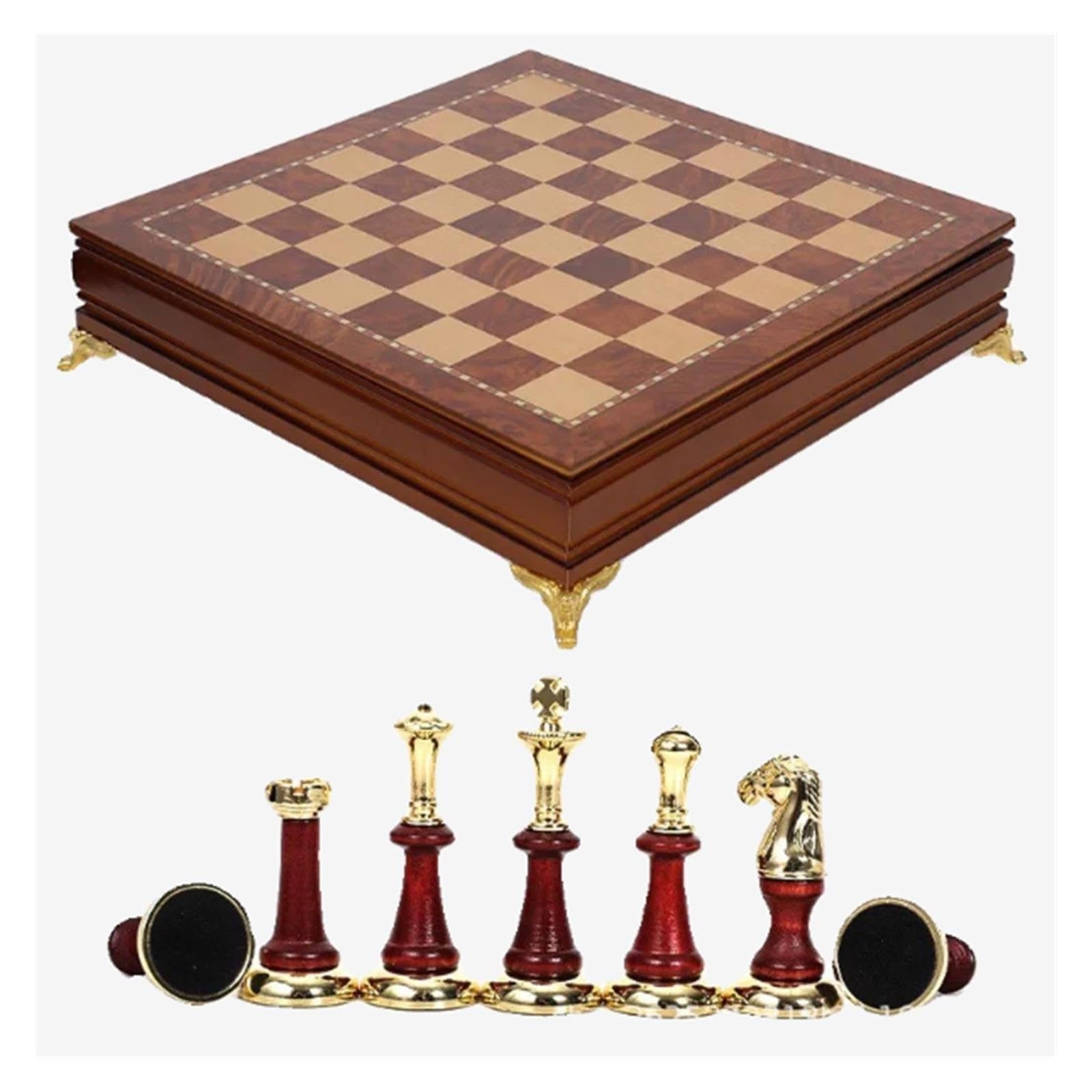 Juego de ajedrez Europeo Vintage de Madera con Almacenamiento Ajedrez