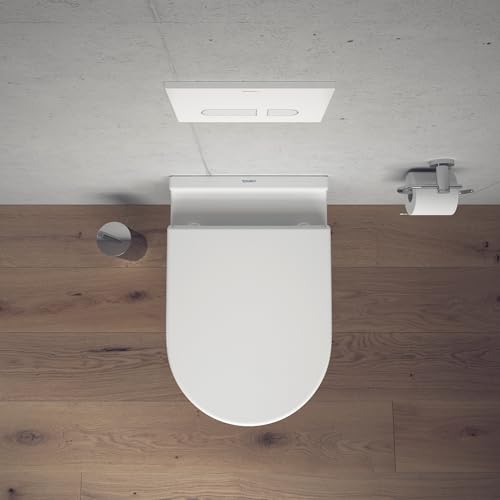 Duravit Toilet Seat Starck 3 - Urea Thermoset Toilet Lid with Stainless Steel Hinges, Top-Fix Installation, White, Five-Year Manufacturer's Warranty