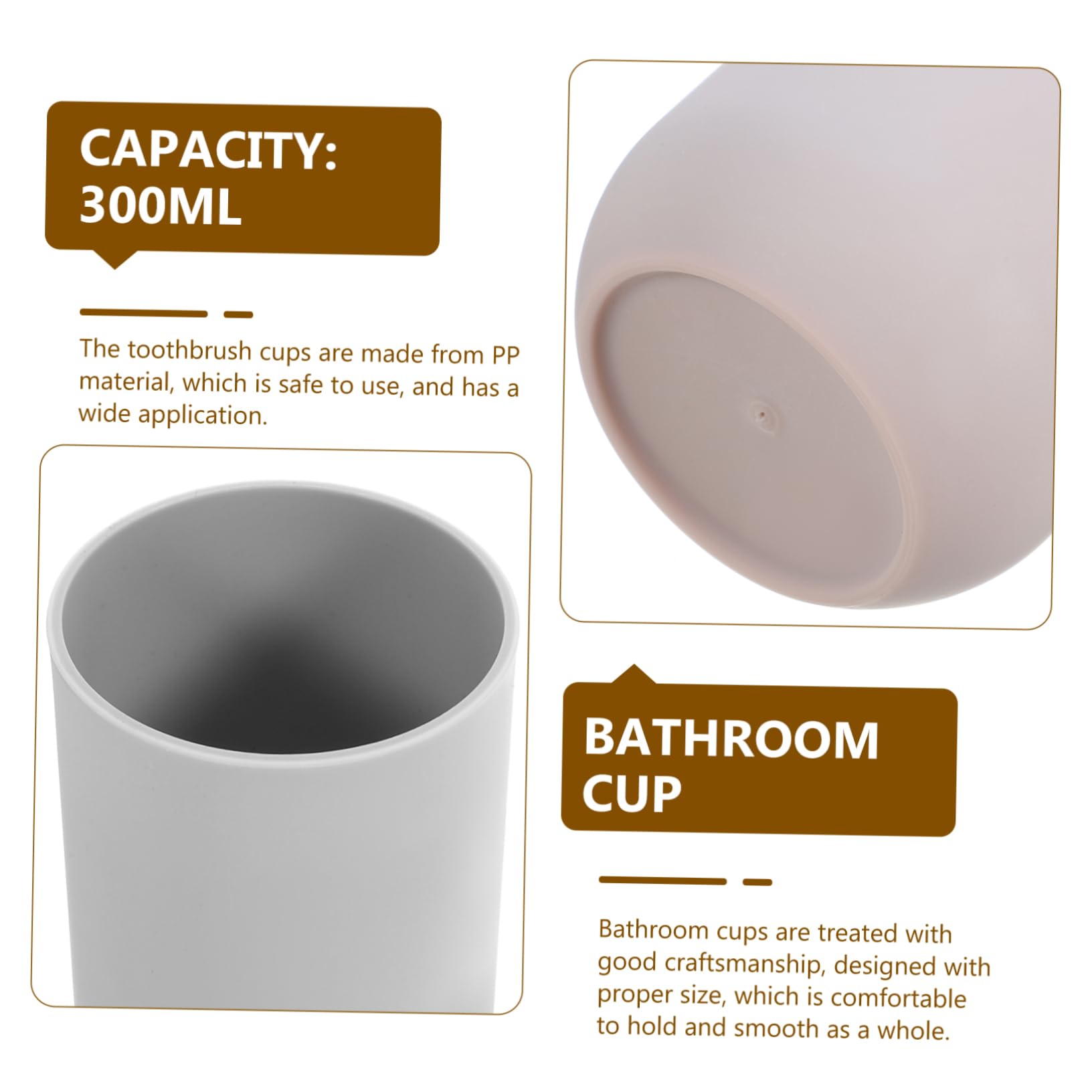 PRETYZOOM 2pcs Toothbrush Holder and Mouthwash Cup Dual Color Drinking Cups for Bathroom Use Sturdy Capacity for Rinsing and Drinking Grey