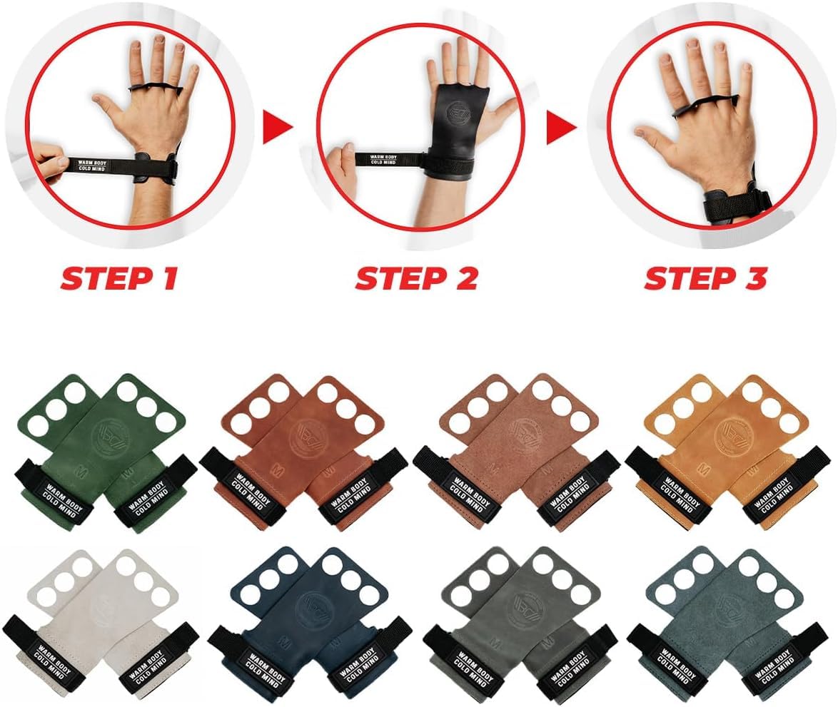 WARM BODY COLD MIND Hand Grips per Calisthenics, Weightlifting - Lifting Straps, Cinghie Sollevamento Pesi, Crossfit, Weightlifting Gym, Fitness, Bodybuilding, Powerlifting Deadlift, Uomo Donna