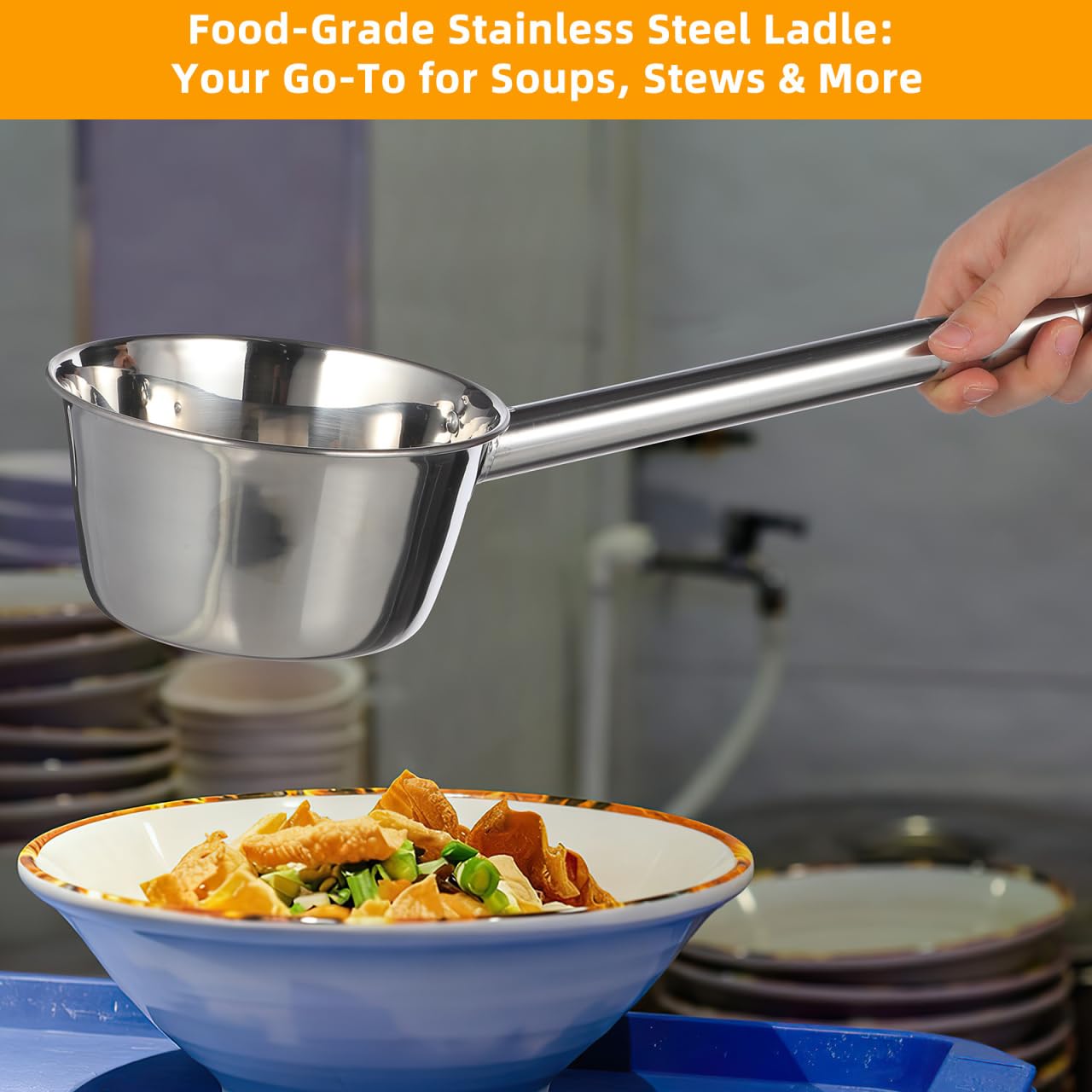 Veemoon Mestolo in acciaio inox, 1 litro, con manico lungo 16 cm, mestolo di alta qualità, ideale per cucina e giardino, lavabile in lavastoviglie, perfetto accessorio da cucina per zuppe e salse