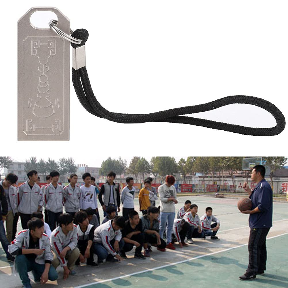 Silbato de supervivencia portátil de doble tubo, silbato de emergencia al aire libre para estudiantes de aleación de titanio con cuerda