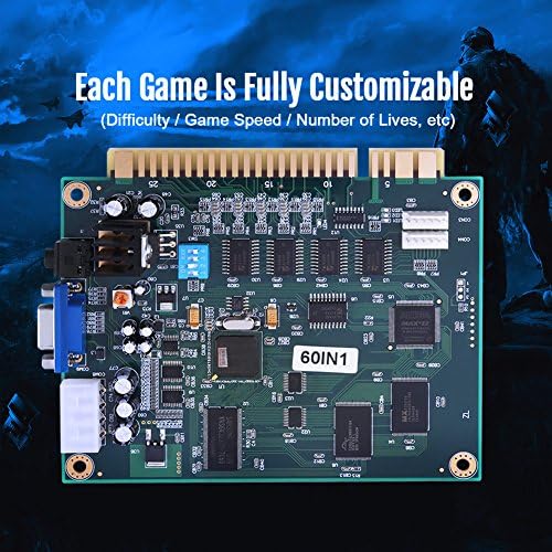 Hztyyier Classic 60 in 1 Arcade Game PCB Board Multi-Function Vedio Game Board with VGA/CGA Output for Classic Table Machine