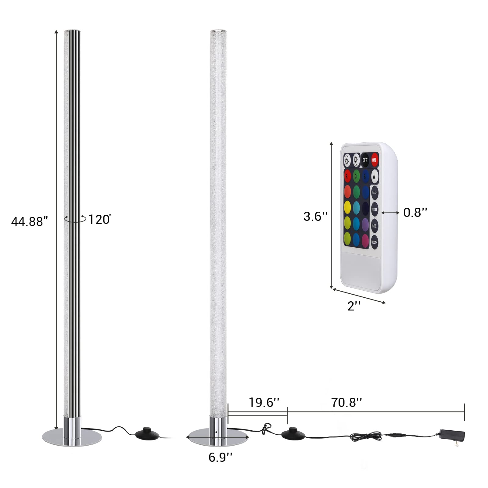 Amazon Com Dewenwils Led 轉角落地燈 Rgbw 變色燈附遙控器 45 英吋 約115 3 公分 現代可調光超亮站立高心情照明 適用於客廳 臥室 床頭 家庭辦公室